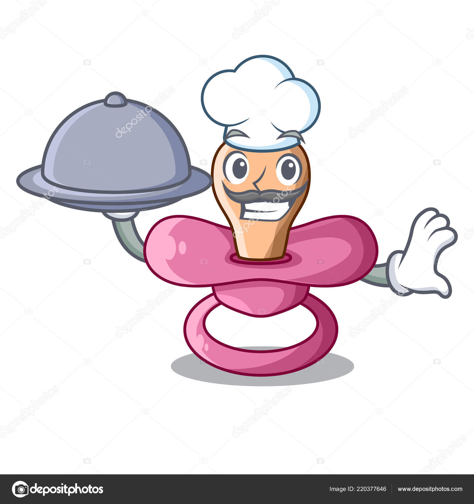 Chef Avec Sucette De Dessin Anime Alimentaire Pour Un Nouveau Ne Image Vectorielle Par Kongvector C Illustration