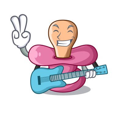 Gitar karikatür emzik ile yeni doğmuş bir bebek için