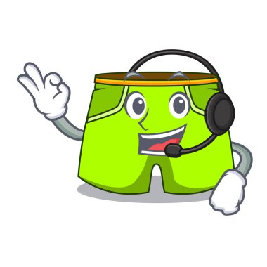 Kulaklık ile moda kısa tarih izole maskot pantolon.