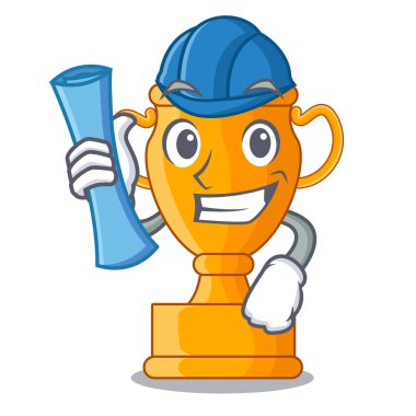 Mimar karikatür trophy Kupası Camgöbeği vektör çizim yıldızı