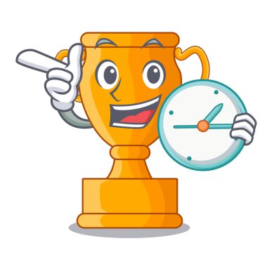 Saat çizgi film trophy Kupası ile yıldızı Camgöbeği vektör çizim