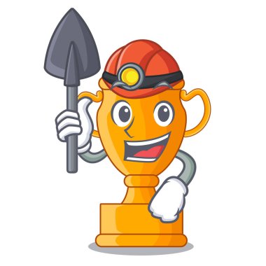 Madenci şampiyon Altın Kupa karikatür masada