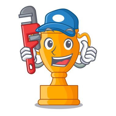 Plumber golden trophy cup isolated on mascot clipart