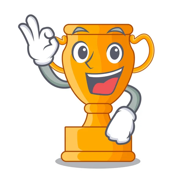 Okay Cartoon Trophy Cup Star Cyan Vector Illustration — Stock Vector