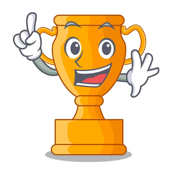 Dedo copa trofeo dorado aislado en la mascota — Vector de stock