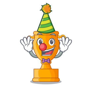 Palyaço altın kupa Kupası maskotu izole