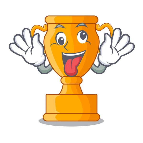 Crazy golden trophy cup isolated on mascot — Stock Vector