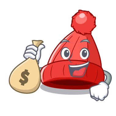 Para çantası karakter kış bere ile pom pom vektör çizim ile