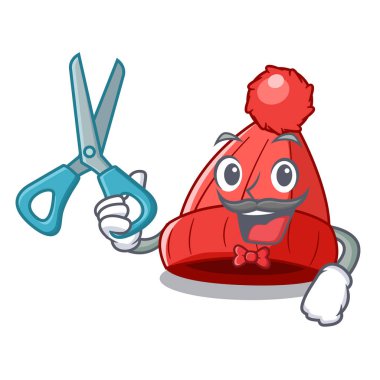 Kuaför karakter kış bere pom pom vektör çizim ile