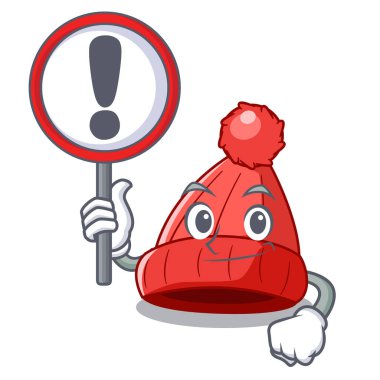 İşareti karakter kış bere ile pom pom vektör çizim ile