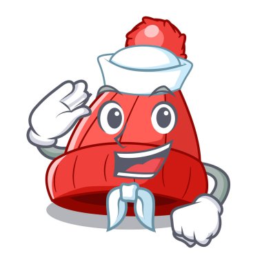 Denizci karakter kış bere pom pom vektör çizim ile