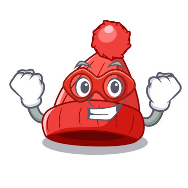 Süper kahraman ev yapımı komik ve beanie karikatür vektör çizim sıcak