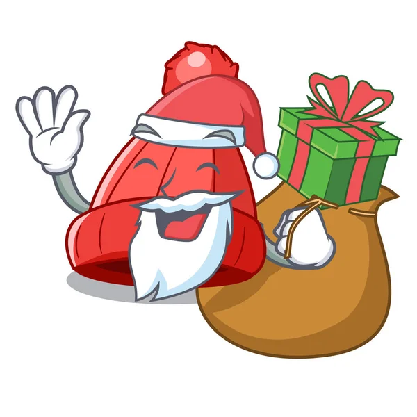 Weihnachtsmann mit Geschenkmütze isoliert auf dem Maskottchen — Stockvektor