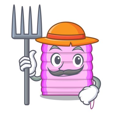 Güneş ışınları vektör çizim ile çiftçi karakter ahşap jaluzi