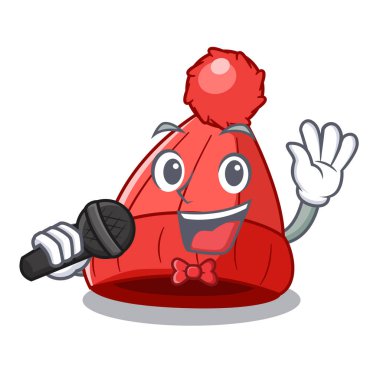 Bir çizgi film yün bere vektör çizim şarkı fotoğrafı