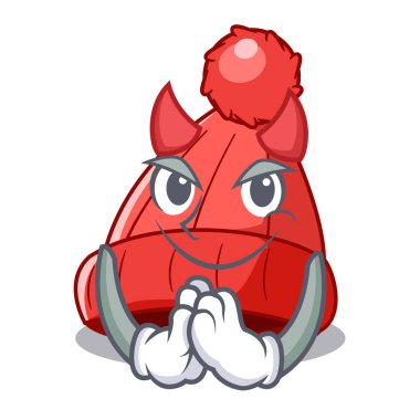 Şeytan fotoğraf karikatür yün bere vektör şekil