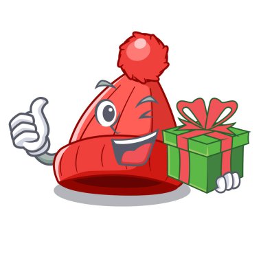 Bir çizgi film yün bere vektör çizim Hediyelik fotoğraf ile