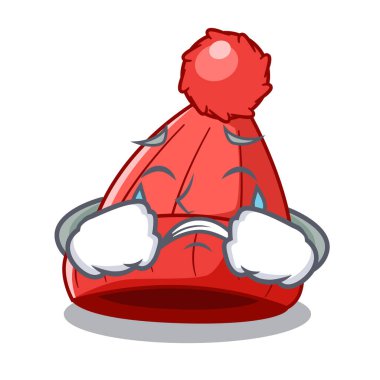 Ağlayan bir karikatür yün bere vektör çizim fotoğrafı