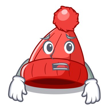 Korkarım bir karikatür yün bere vektör çizim fotoğrafı