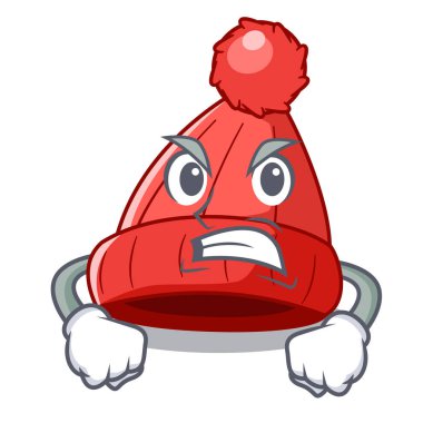 Öfkeli bir çizgi film yün bere vektör çizim fotoğrafı