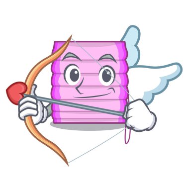 Aşk tanrısı karakter ahşap jaluzi güneş ışınları vektör çizim ile