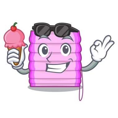 Dondurma ile bir pencere ev vektör çizim karikatür güneşlikler