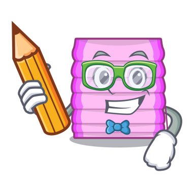 Öğrenci karikatür bir pencere ev vektör çizim kör ediyor.