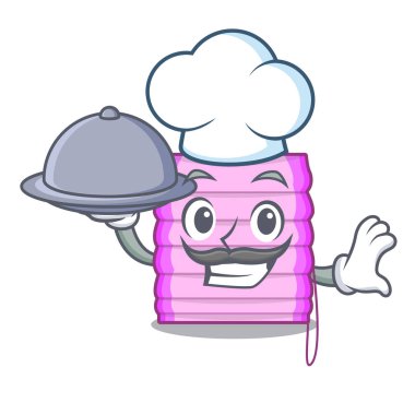 Şef gıda yeni ev penceresiyle ile karikatür vektör çizim kör ediyor.