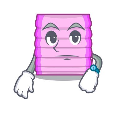 Maskot vektör illüstrasyon izole Panjur ile pencere bekliyor