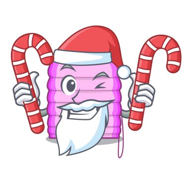 Santa ile şeker pencere panjur maskot vektör illüstrasyon izole ile