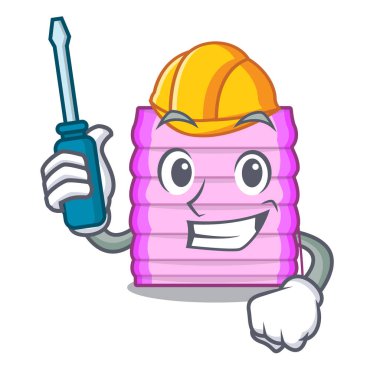 Maskot vektör illüstrasyon izole Panjur ile otomotiv pencere