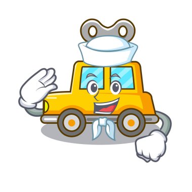 Denizci karakter saat araba oyuncak çocuklar için illüstrasyon vektör