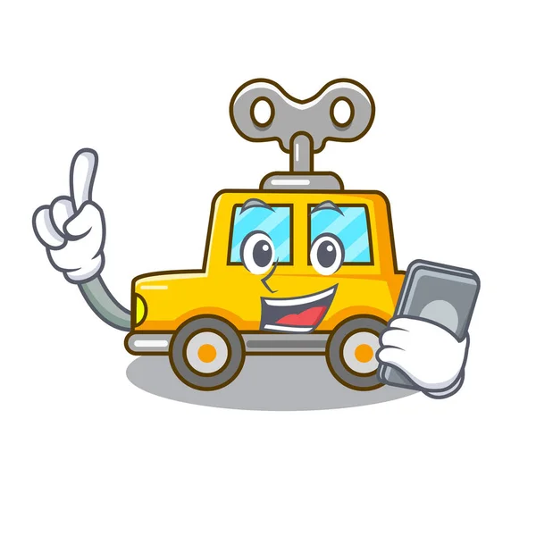 Com Carro Relógio Personagem Telefone Para Ilustração Vetor Crianças Brinquedo — Vetor de Stock
