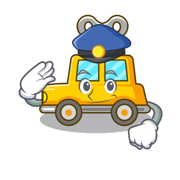 Police Character Clockwork Car Toy Children Vector Illustration — 图库矢量图片