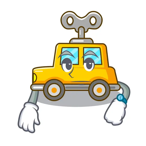 Waiting clockwork toy car isolated on mascot — Stock Vector
