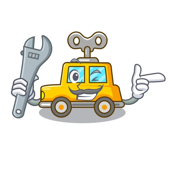 Mechanic clockwork toy car isolated on mascot — Stock Vector