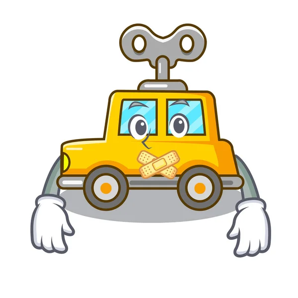 Silent clockwork toy car isolated on mascot — Stock Vector