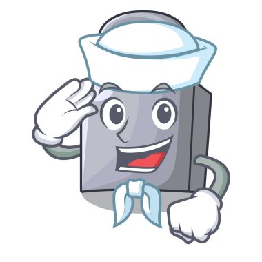 Denizci karakter asma kilit ahşap kapı vektör çizim üzerinde