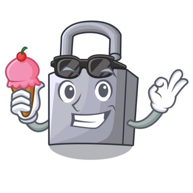 Dondurma karikatür kilidi asma kilit ile masada