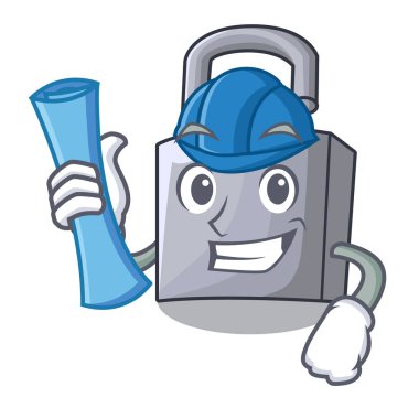 Mimar karikatür kilidi asma kilit tablo vektör çizim üzerinde