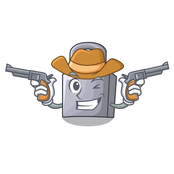 Cadenas Personnage Cowboy Sur Illustration Vectorielle Porte Bois — Image vectorielle