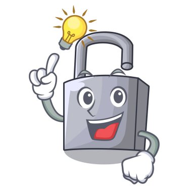 Maskot izole bir fikir yeni metal asma kilit var.