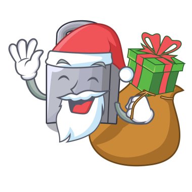 Santa maskotu izole hediye yeni metal asma kilit ile