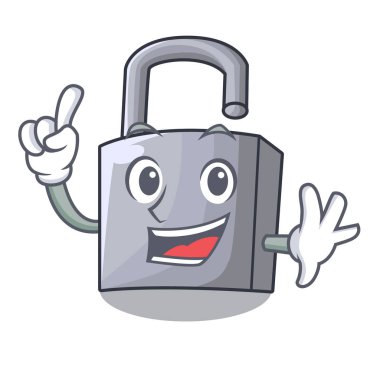Maskot vektör illüstrasyon izole parmak yeni metal asma kilit