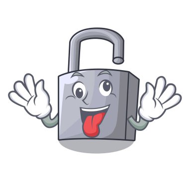 Maskot vektör illüstrasyon izole deli yeni metal asma kilit