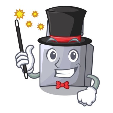 Maskot vektör illüstrasyon izole sihirbaz yeni metal asma kilit