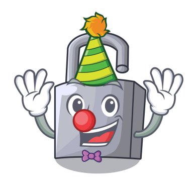Maskot vektör illüstrasyon izole palyaço yeni metal asma kilit