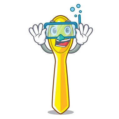 Dalış karikatür plastik kaşık yemek masası