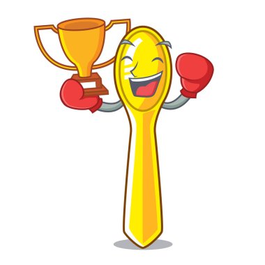 Boks şampiyonu plastik mutfak kaşık maskotu izole