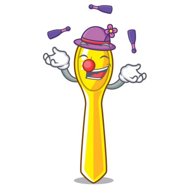 Plastik mutfak kaşık maskotu izole hokkabazlık